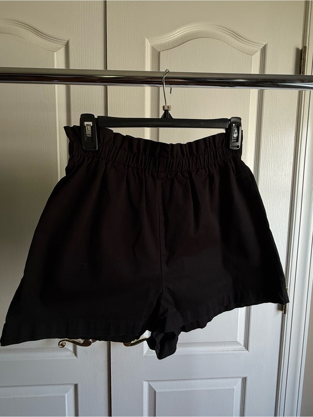 wild fable Black High-Waist Elastic-Ruffle Shorts